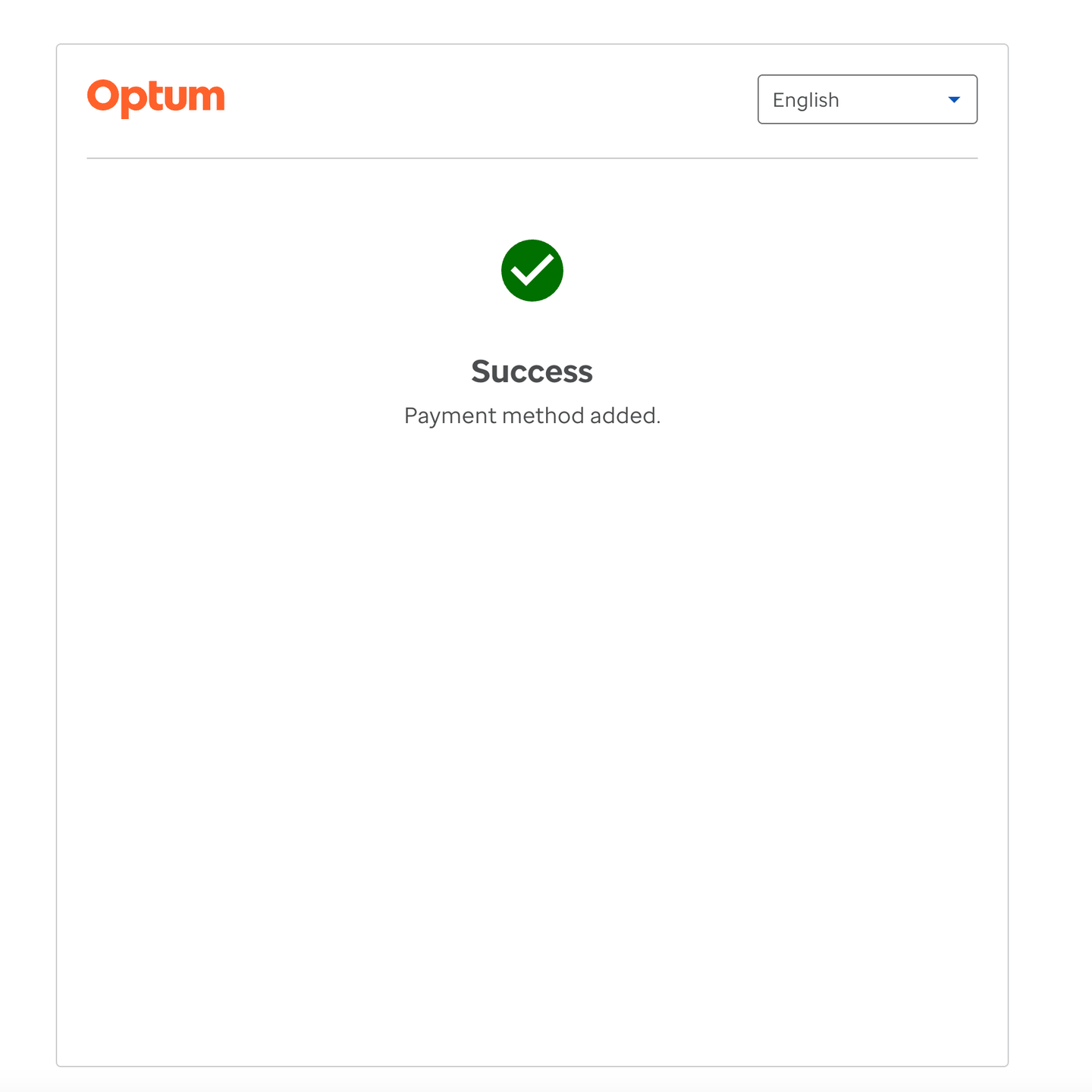 Success screen